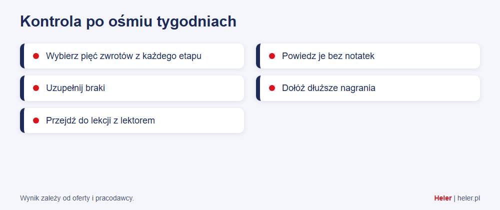 Nauka niemieckiego dla kierowców: plan na 8 tygodni po 15 minut dziennie 3 Lista kroków kontrolnych po zakończeniu ośmiotygodniowego planu nauki niemieckiego