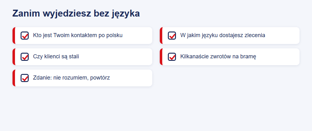 Praca kierowcy w Niemczech bez znajomości niemieckiego: czy to realne i jak zacząć? 1 Lista kontrolna kierowcy przed wyjazdem do pracy w Niemczech bez znajomości niemieckiego